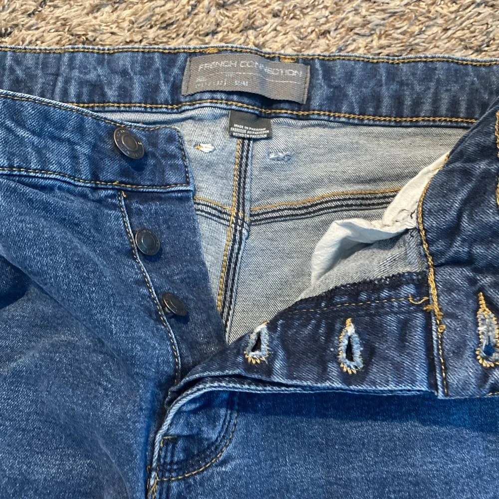 French Connection Slim Straight Denim Jeans‎ Men 32x32 Blue Button Fly Casual
